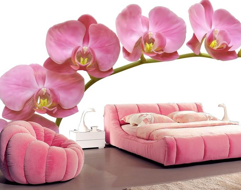 фотообои с орхидеями в спальне
